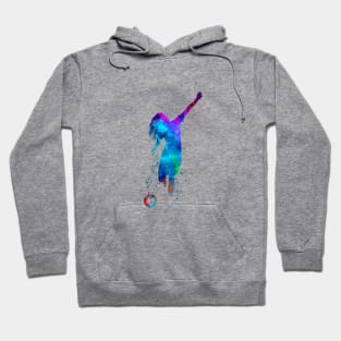 Woman footballer in watercolor Hoodie